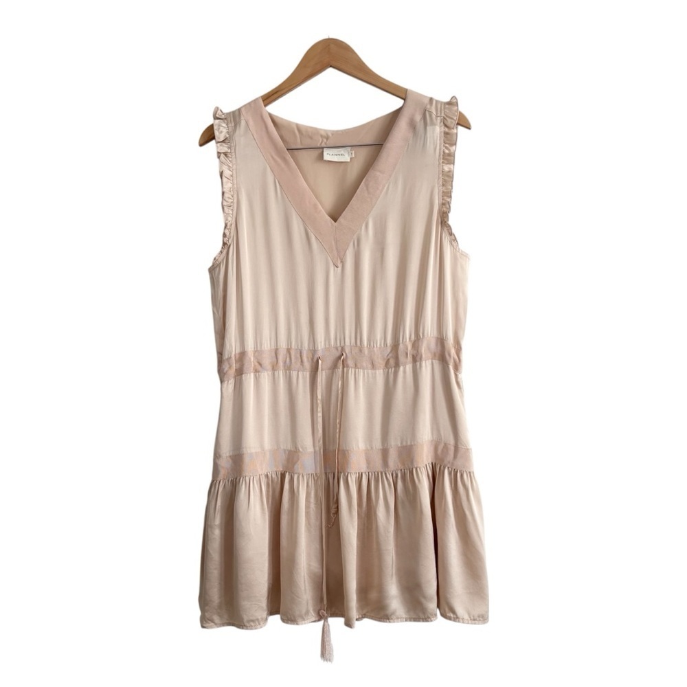 Flannel Designer Silk Tiered Ruffle Sleeveless Dress